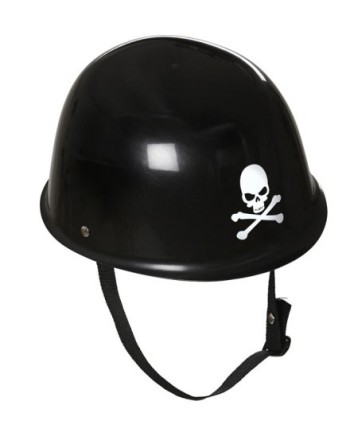 CASCO DE MOTORISTA NEGRO CON CALAVERA