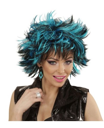 PELUCA AZUL Y NEGRA ERIZADA