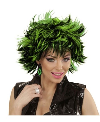 PELUCA VERDE Y NEGRA ERIZADA