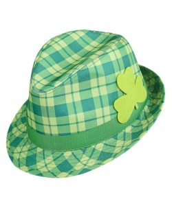 SOMBRERO SAN PATRICIO VERDE CON CUADROS Y TREBOL