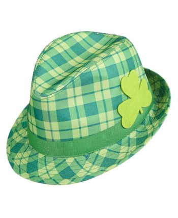 SOMBRERO SAN PATRICIO VERDE CON CUADROS Y TREBOL