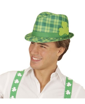 SOMBRERO SAN PATRICIO VERDE CON CUADROS Y TREBOL