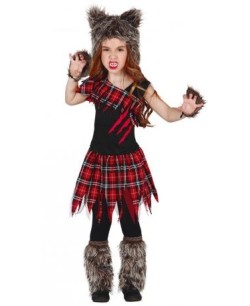 DISFRAZ DE LOBA CUADROS ROJO Y NEGRO