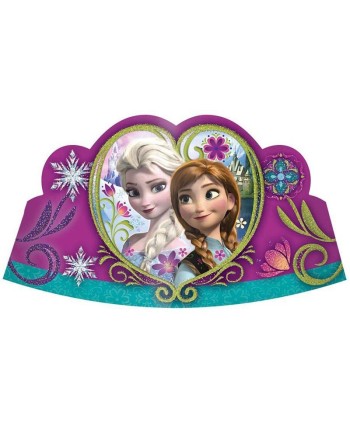 TIARAS FROZEN CON BRILLANTINA 8 UNIDADES