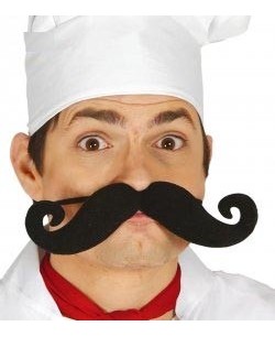 BIGOTE NEGRO REDONDEADO CON GOMA 21.5CM