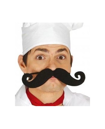 BIGOTE NEGRO REDONDEADO CON GOMA 21.5CM