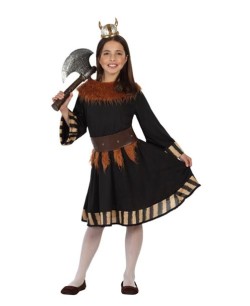 DISFRAZ DE VIKINGA VESTIDO NEGRO