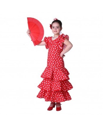 DISFRAZ DE SEVILLANA ROJA CON TOPO BLANCO 
