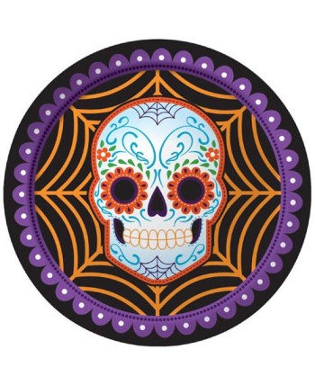 PLATOS CALAVERA MEJICANA PEQUEÑOS 8 UNIDADES