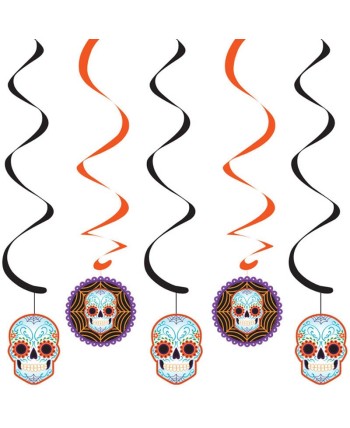 ESPIRALES CALAVERA MEJICANA 5 UNIDADES