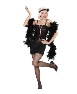 DISFRAZ DE CHARLESTON NEGRO FLECOS PARA MUJER