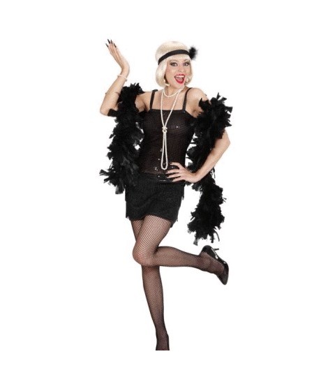 DISFRAZ DE CHARLESTON NEGRO FLECOS PARA MUJER