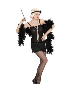 DISFRAZ DE CHARLESTON NEGRO FLECOS PARA MUJER 2