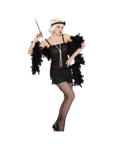 DISFRAZ DE CHARLESTON NEGRO FLECOS PARA MUJER