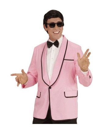 CHAQUETA ROSA CLARO CON RIBETE NEGRO