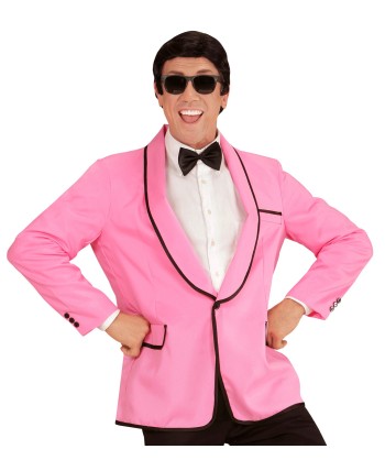 CHAQUETA ROSA CLARO CON RIBETE NEGRO