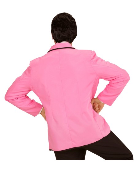 CHAQUETA ROSA CLARO CON RIBETE NEGRO