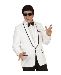 CHAQUETA BLANCA CON RIBETE NEGRO