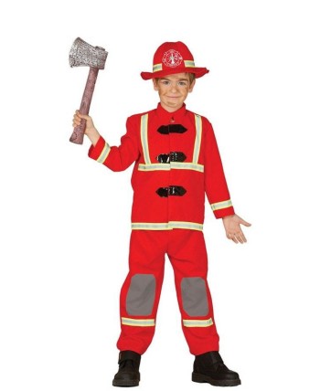 DISFRAZ DE BOMBERO ROJO CON RODILLERAS PARA NIÑO