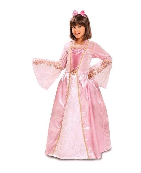 DISFRAZ DE PRINCESA ROSA CON BROCHE EN CINTURA PARA NIÑA