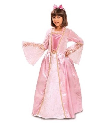 DISFRAZ DE PRINCESA ROSA CON BROCHE EN CINTURA PARA NIÑA