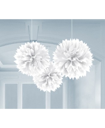 DECORACION COLGANTE POM-POM BLANCO 3 UNIDADES