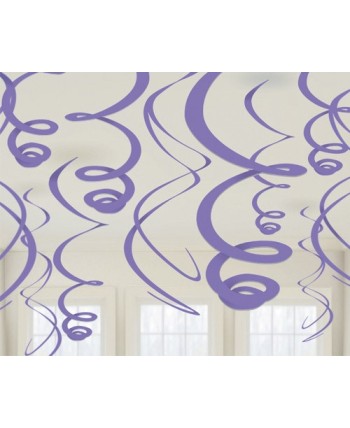 COLGANTES ESPIRALES LILA 12 UNIDADES