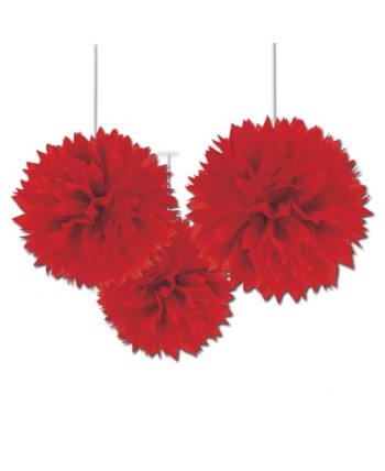 DECORACION COLGANTE POM-POM ROJO 3 UNIDADES
