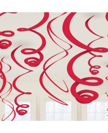 COLGANTES ESPIRALES ROJOS 12 UNIDADES