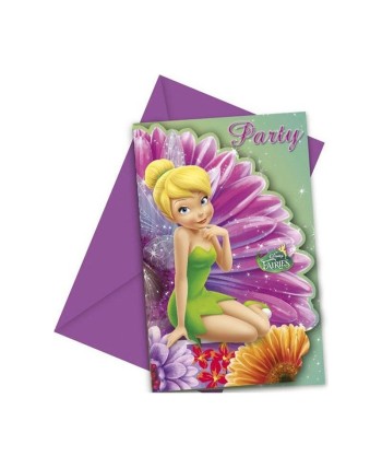 INVITACIONES CAMPANILLA FAIRIES 6 UNIDADES C/SOBRE