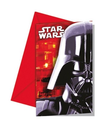 INVITACIONES STAR WARS DARTH VADER  6 UNIDADES CON SOBRE