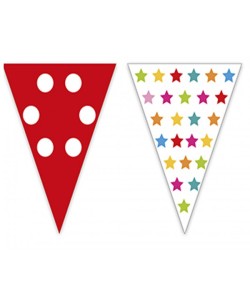 BANDERIN DE COLORES PLASTICO TOPOS Y ESTRELLAS  2