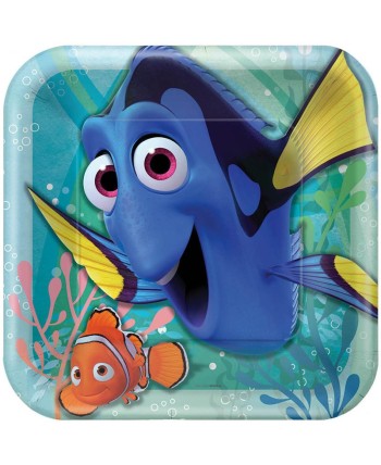 PLATOS CUADRADOS BUSCANDO A DORY 23 cms. 8 UNIDADES