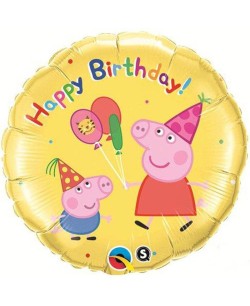 GLOBO DE HELIO PEPPA PIG HAPPY BIRTHDAY AMARILLO