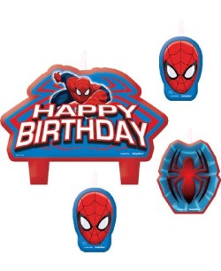 Velas Spiderman 4 Unidades Happy Birthday