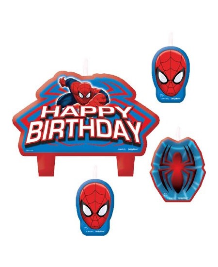 Velas Spiderman 4 Unidades Happy Birthday
