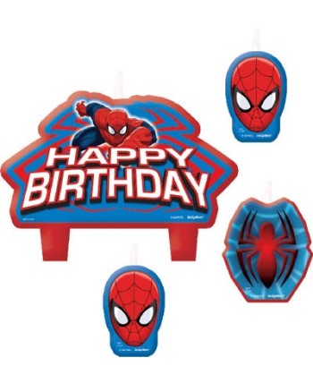Velas Spiderman 4 Unidades Happy Birthday