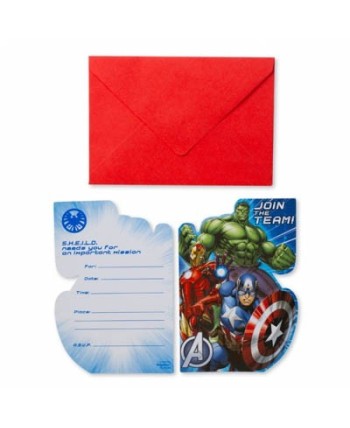 INVITACIONES AVENGERS 8 UNIDADES CON SOBRE