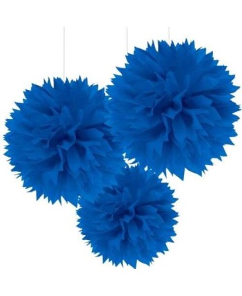 DECORACION COLGANTE POM-POM AZUL OSCURO 3 UNIDADES