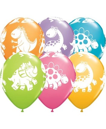 GLOBOS DINOSAURIOS COLORES 6 UNIDADES