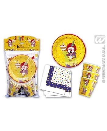 SET PLATOS Y VASOS PAYASOS