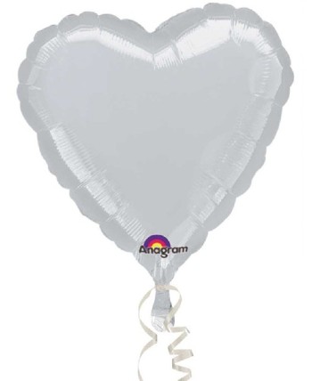 GLOBO DE HELIO CORAZON PLATA