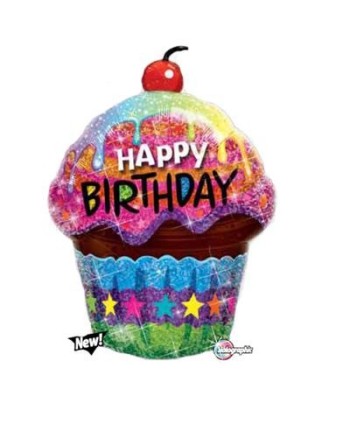 Globo de Helio Cupcake Happy Birthday | La Casa de las Fiestas