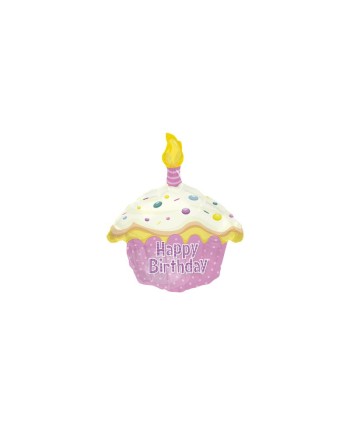 GLOBO DE HELIO HAPPY BIRTHDAY CUPCAKE ROSA