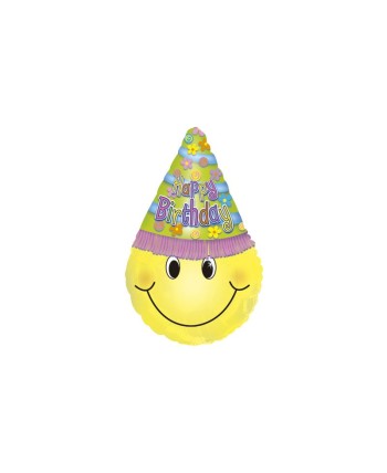 GLOBO DE HELIO SMILE HAPPY BIRTHDAY CON GORRO