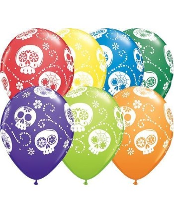 BOLSA 5 GLOBOS CALAVERAS MEJICANAS COLORES