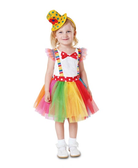 DISFRAZ DE PAYASITA TUTU COLORINES PARA NIÑA