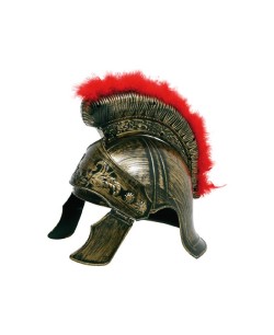 CASCO ROMANO ORO VIEJO CON PLUMAS