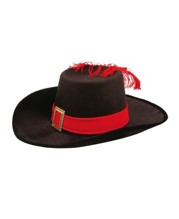 Mosquetero negro con banda rojo 56 cms