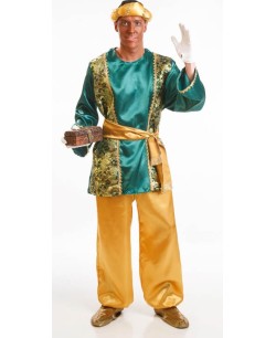 DISFRAZ DE PAJE BALTASAR DORADO Y VERDE PARA HOMBRE
